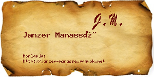 Janzer Manassé névjegykártya